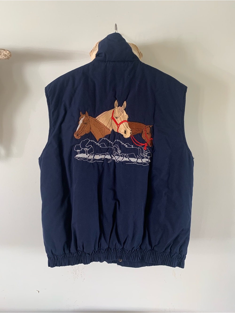 Vintage Horse Embroidered Quilted Vest